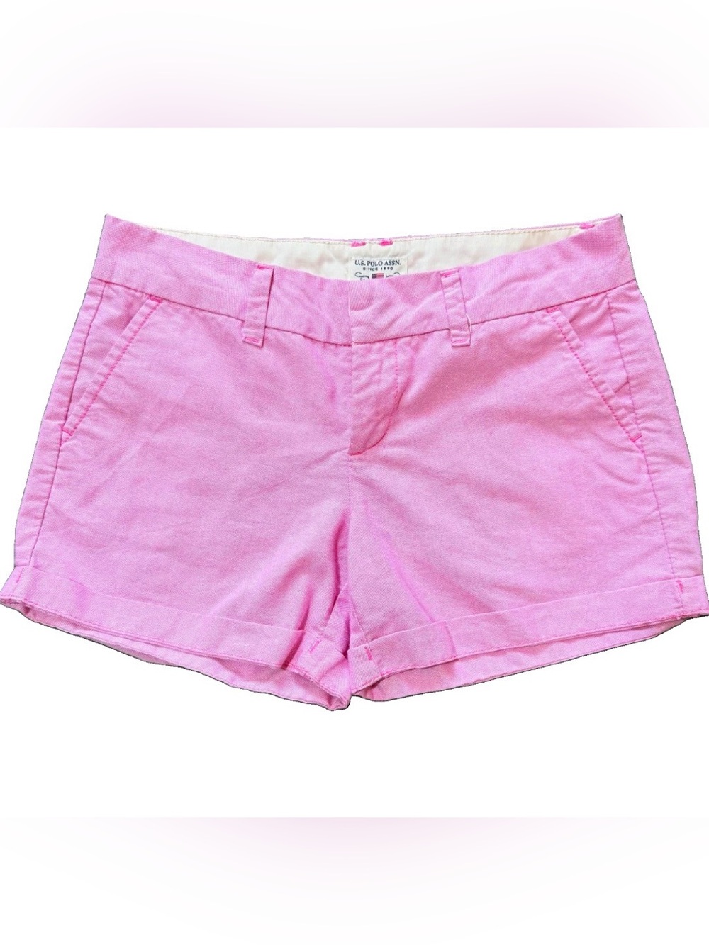 U.S. Polo Assn. Pink Cuffed Shorts Junior Size 1/2 XS/S Embroidered Logo